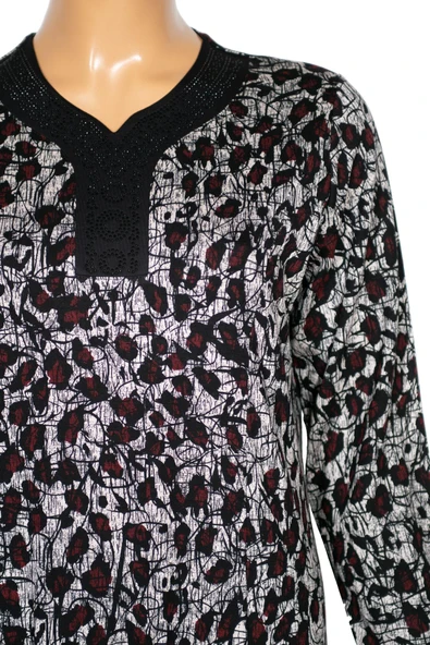 Hesna Kadın Demet Büyük Beden Kuplu Boydan Bordo Elbise D78 - 2