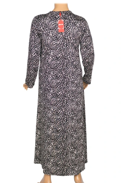 Hesna Kadın Demet Büyük Beden Kuplu Boydan Kahverengi Elbise D84 - Resim 3