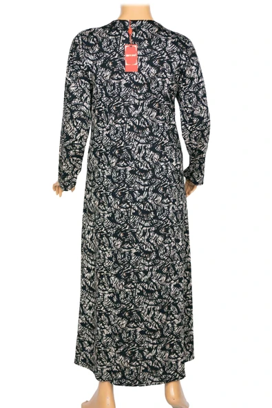 Hesna Kadın Demet Büyük Beden Kuplu Boydan Lacivert Elbise D81 - Resim 3