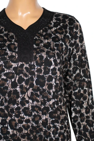 Hesna Kadın Demet Büyük Beden Kuplu Boydan Petrol Elbise D83 - 2