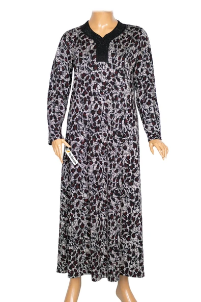 Hesna Kadın Demet Büyük Beden Kuplu Boydan Bordo Elbise D78