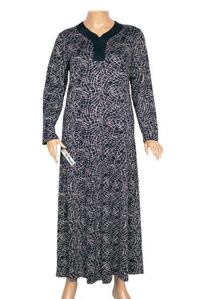 Hesna Kadın Demet Büyük Beden Kuplu Boydan Lacivert Elbise D85 ürün görseli