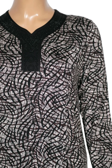 Hesna Kadın Demet Büyük Beden Kuplu Boydan Kahverengi Elbise D84 - Resim 2