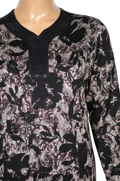 Hesna Kadın Demet Büyük Beden Kuplu Boydan Vizon Elbise D82 - Resim 2