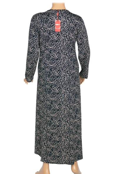 Hesna Kadın Demet Büyük Beden Kuplu Boydan Lacivert Elbise D85 - Resim 3