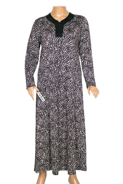 Hesna Kadın Demet Büyük Beden Kuplu Boydan Kahverengi Elbise D84 ürün görseli