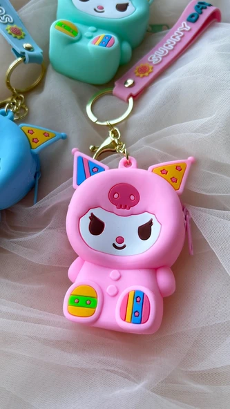 Kuromi anahtarlık cüzdan pembe - Resim 4