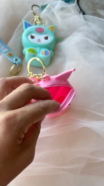 Kuromi anahtarlık cüzdan pembe - Resim 2