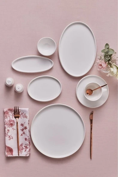 Stream Bone Sunset 34 Parça 6 Kişilik Kahvaltı Takımı Beyaz - Resim 2