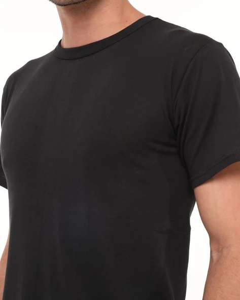 Single Sword Siyah Bisiklet Yaka İnce Yazlık Erkek Tişört - 7