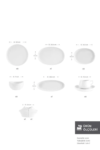 Stream Bone Hole 34 Parça 6 Kişilik Kahvaltı Takımı - Resim 2