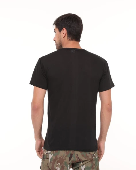 Single Sword Siyah Bisiklet Yaka İnce Yazlık Erkek Tişört - 6