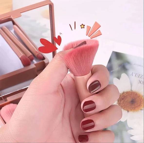 Aynalı Makyaj Fırçası Seti - Resim 3