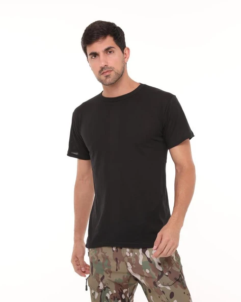 Single Sword Siyah Bisiklet Yaka İnce Yazlık Erkek Tişört - 5