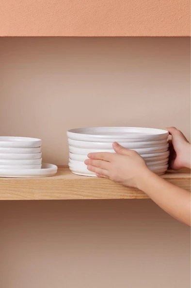 Stream Bone Sunset 34 Parça 6 Kişilik Kahvaltı Takımı Beyaz - Resim 7