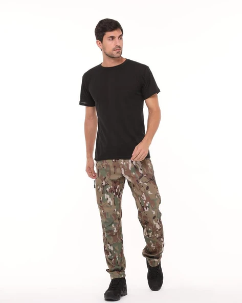 Single Sword Siyah Bisiklet Yaka İnce Yazlık Erkek Tişört