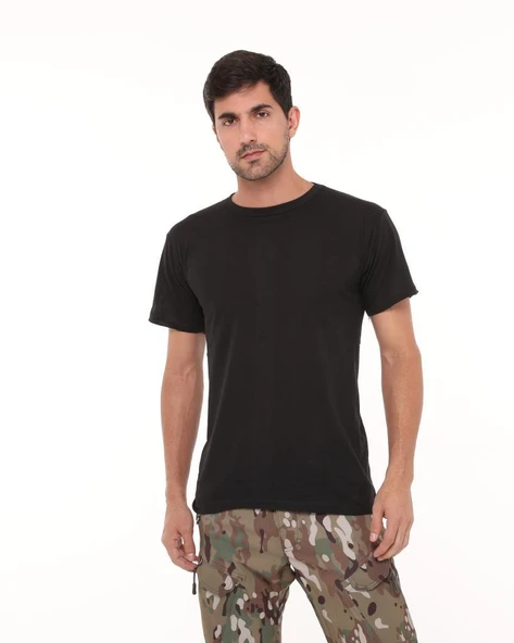 Single Sword Siyah Bisiklet Yaka İnce Yazlık Erkek Tişört - 2