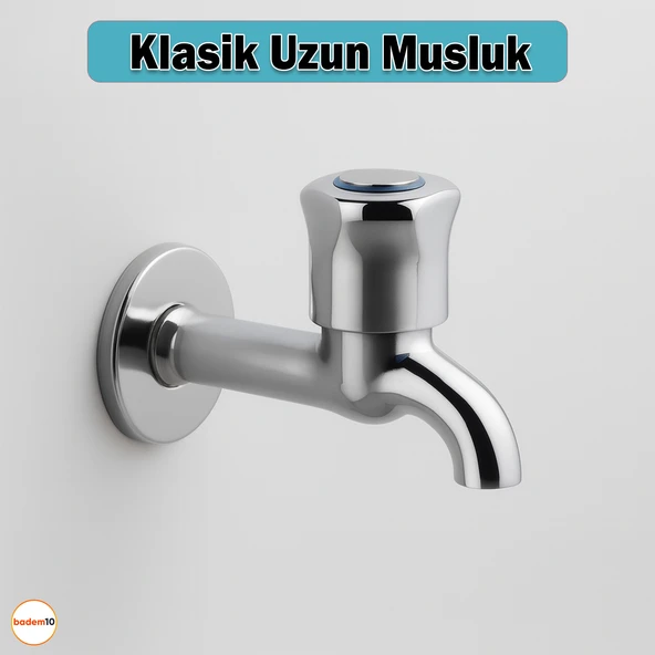 Klasik Uzun Musluk Pirinç Gövde Sızdırmaz Metal Dayanıklı Lavabo Musluğu Krom Paslanmaz Çeşme - Resim 2