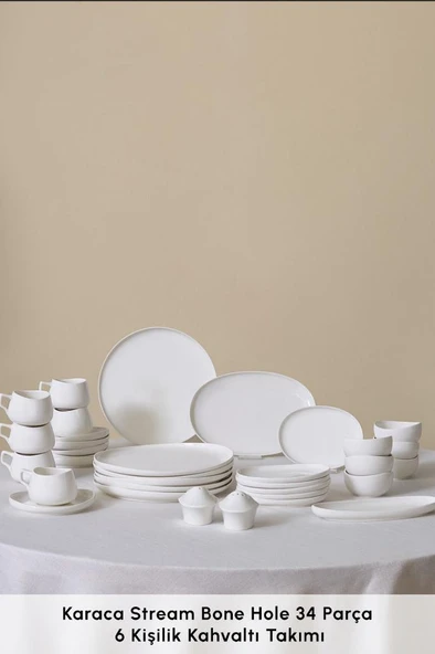 Stream Bone Hole 34 Parça 6 Kişilik Kahvaltı Takımı - Resim 3