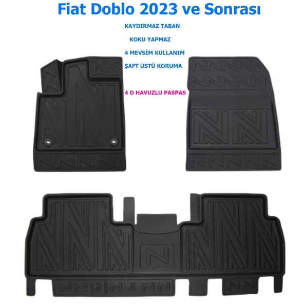 Fiat Doblo 2023 ve Sonrası 4D Premium Havuzlu Paspas - 1