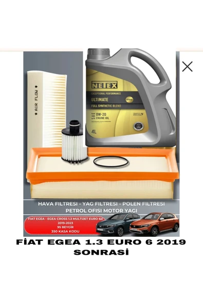FİAT EGEA CROSS 1.3 MULTİJET EURO 6-6d 2019-2023 95 beygir+Netex 0W-20 4lt TAM SENTETİK - Resim 2
