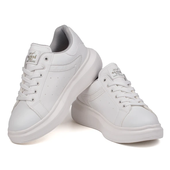 Kadın Beyaz Simli Rahat Günlük Sneaker Spor Ayakkabı - 2