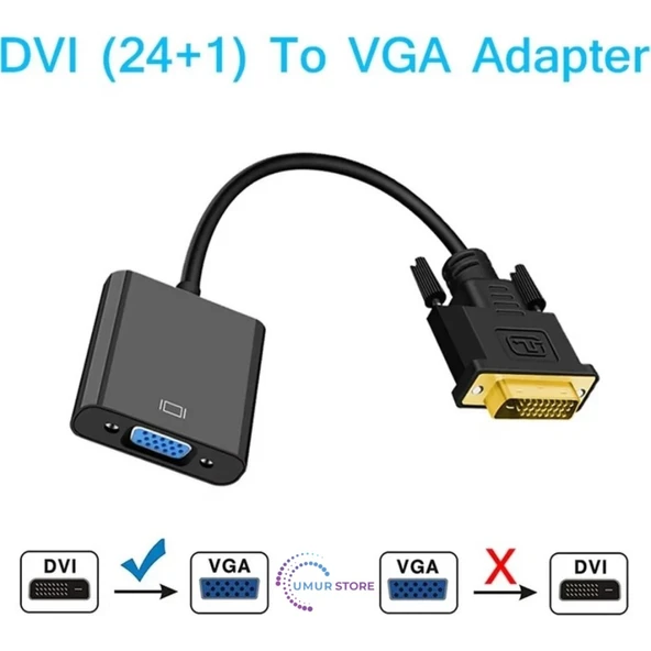 DVI To VGA 24+1 Dvi-D Dijital - VGA Dönüştürücü DVI In - VGA Out ürün görseli 1
