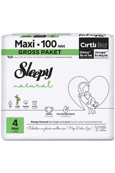 Sleepy Bebek Bezi Natural Beden:4 (7-14KG) Maxi 100 Adet Ultra Pk ürün görseli