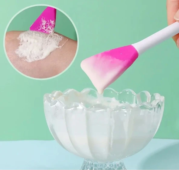 Silikon Yüz Temizleme Fırçası ve Maske Uygulama Spatulası - 2