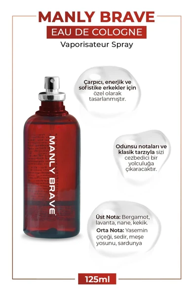 Manly Brave125 Ml Erkek Parfümü - Resim 2