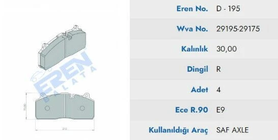 DISK BALATA YM SAF DORSEY 4130 29195 ürün görseli