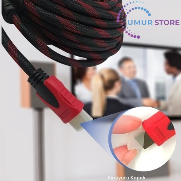 3mt Üç 3 Metre Sargılı HDMI Kablo Full Hd 1080 3D 4K 2160P Kaliteli Hdmi 2k 4K HDMI 2.0 - Resim 2
