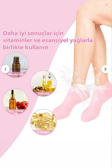 Topuk Çatlaklarına Karşı Silikon Jel Ayak Nemlendirici Maske Spa Bakım Çorabı Ayak Bakım Çorap - Resim 8