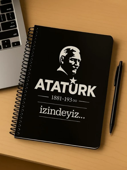 Atatürk Temalı Spiral Çizgili Defter – 80 Yaprak / 160 Sayfa – 18x24 cm ürün görseli 1