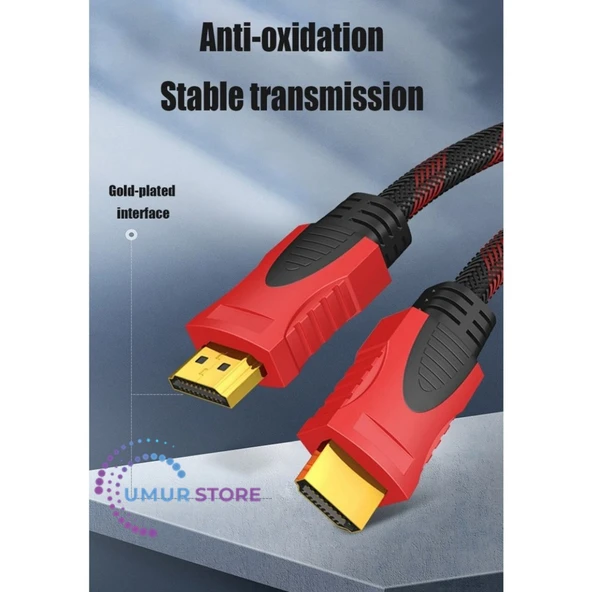 3mt Üç 3 Metre Sargılı HDMI Kablo Full Hd 1080 3D 4K 2160P Kaliteli Hdmi 2k 4K HDMI 2.0 - Resim 3