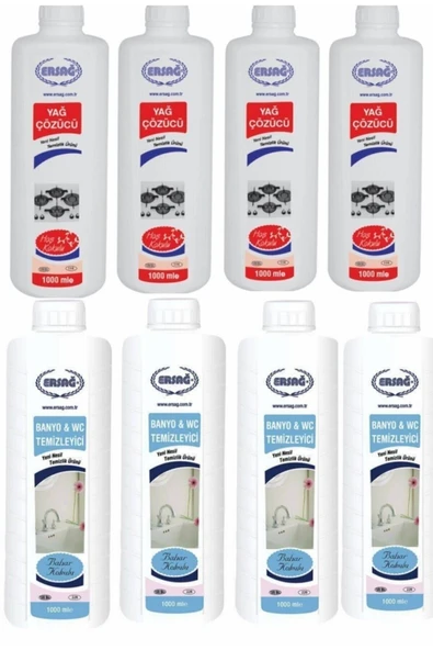 ERSAĞ YAĞ ÇÖZÜCÜ 4 ADET + BANYO WC 4 ADET