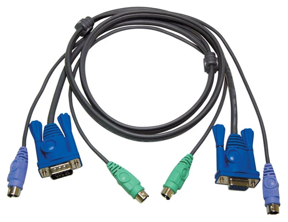 PS/2 KVM Kablosu, VGA Monitör 15 pin HDB Dişi, PS/2 Klavye 6 pin mini-DIN Erkek, PS/2 Mouse 6 pin mini-DIN Erkek <-> VGA Monitör 15 pin HDB Erkek, PS/2 Klavye 6 pin mini-DIN Erkek, PS/2 Mouse 6 - 1