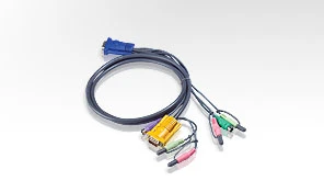 PS/2 KVM (Keyboard/Video Monitor/Mouse) Switch İçin Kablo, 1.8 metre, 1 x SPHD-15 Erkek, 2 x Audio yuvası <-> 1 x Monitör 15 pin HDB erkek, 1 x Klavye 6 pin Mini-Din erkek, 1 x Mouse 6 pin Mini- - 1