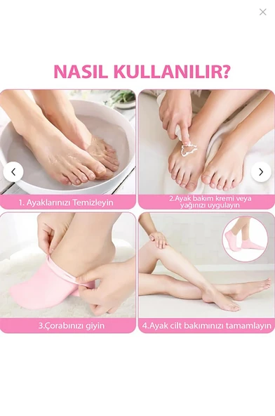 Topuk Çatlaklarına Karşı Silikon Jel Ayak Nemlendirici Maske Spa Bakım Çorabı Ayak Bakım Çorap - Resim 4