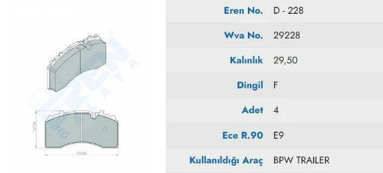 DISK BALATA BPW Y.M BUYUK 29228 ürün görseli