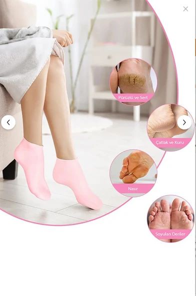 Topuk Çatlaklarına Karşı Silikon Jel Ayak Nemlendirici Maske Spa Bakım Çorabı Ayak Bakım Çorap - Resim 6