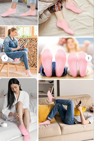 Topuk Çatlaklarına Karşı Silikon Jel Ayak Nemlendirici Maske Spa Bakım Çorabı Ayak Bakım Çorap - Resim 7