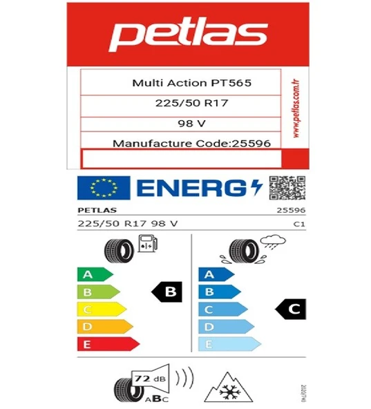 Petlas 225/50 R17 TL 98V REINF. MULTI ACTION PT565 Oto 4 Mevsim Lastiği (Üretim Tarihi:2025) - Resim 2