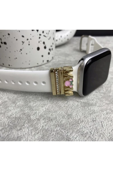 Apple Watch Uyumlu Kordon Aksesuarı Mom Charm Seti Gold - 1
