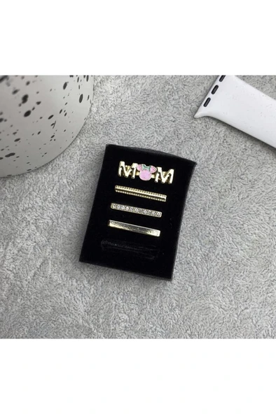 Apple Watch Uyumlu Kordon Aksesuarı Mom Charm Seti Gold - 2