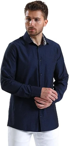 Koch London Yaka Astarlı Lacivert Erkek Gömlek - Şık ve Modern Tasarım - Broadgreen ürün görseli 1