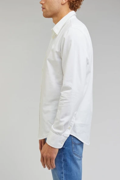 Lee Regular Fit Normal Kesim %100 Pamuk Beyaz Uzun Kollu Gömlek - Resim 4