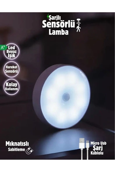 Volemi V-009 Hareket Sensörlü Led Lamba – Mıknatıslı & Şarjlı, Kablosuz Aydınlatma ürün görseli