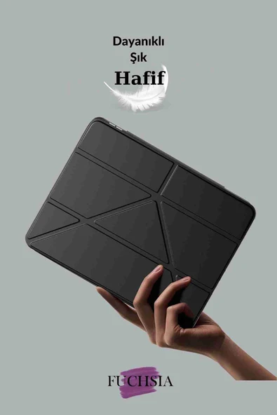 Honor Pad X9A Uyumlu 11.5" Fuchsia Trifolding Kalem Bölmeli Standlı Tablet Kılıfı - Resim 2