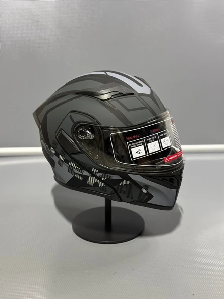 Jk-902 Güneş Vizörlü Çene Açılır Kask H1 GREY
